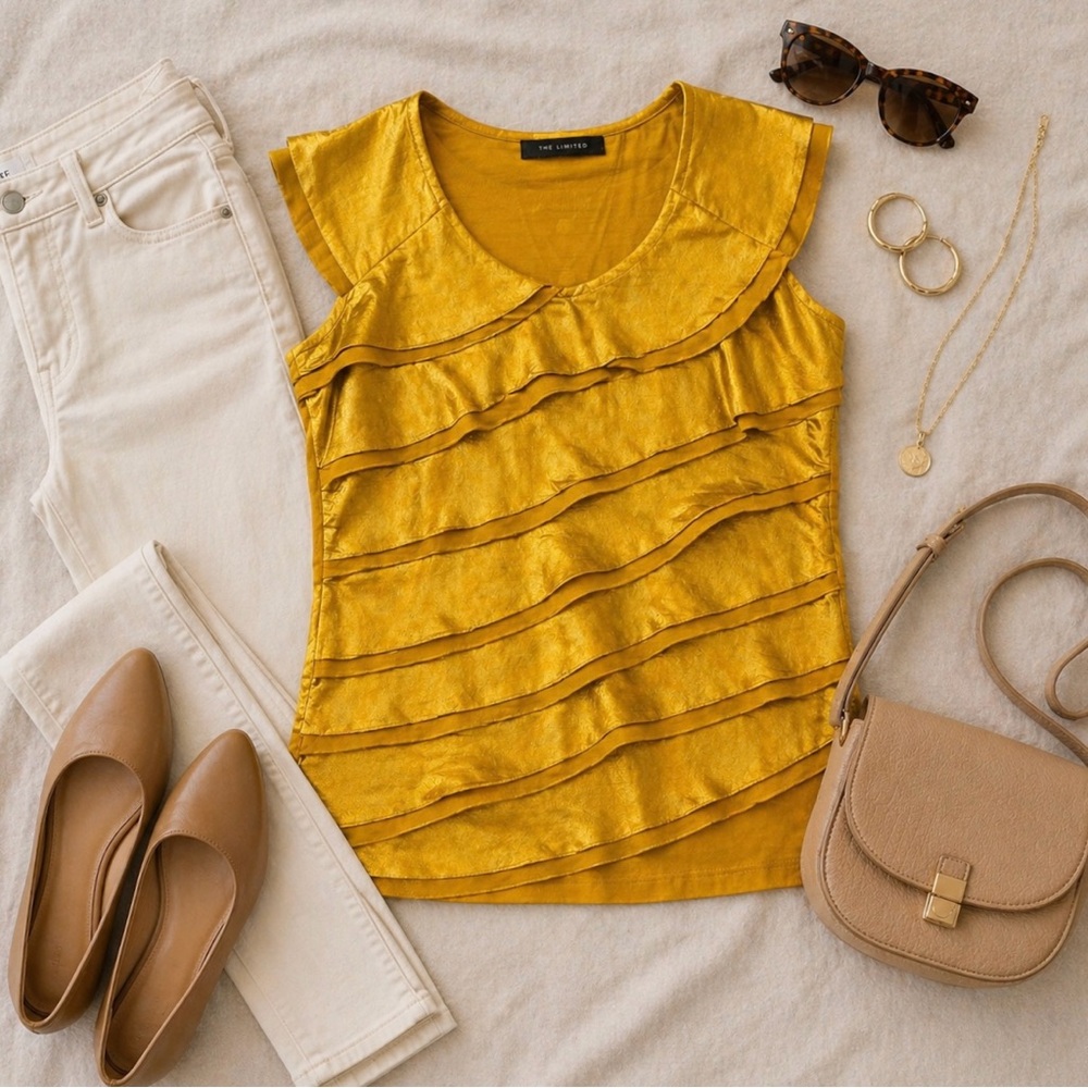 The Limited Yellow Tiered RuffleTop